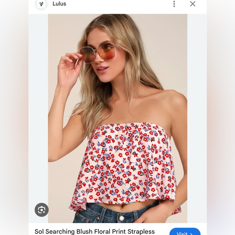 Lulus Sol Searching Strapless Crop Top